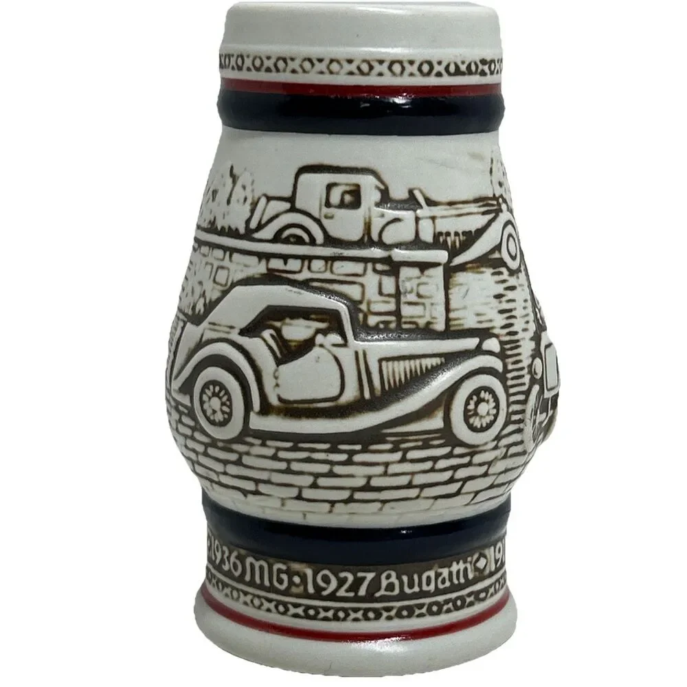 Avon Beer Small Mug Stein 1982 Cars Ford Model T Bugatti Stanley Steamer MG 5 in